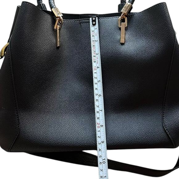 Womens Purse Black Mid-Size Shoulder Hand Bag Converts Removable Strap Office - Picture 2 of 8